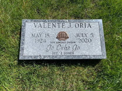 2'x1'x4" Flush Blue Pearl Granite Headstone for the Catholic Archdiocese Cemeteries of Chicago