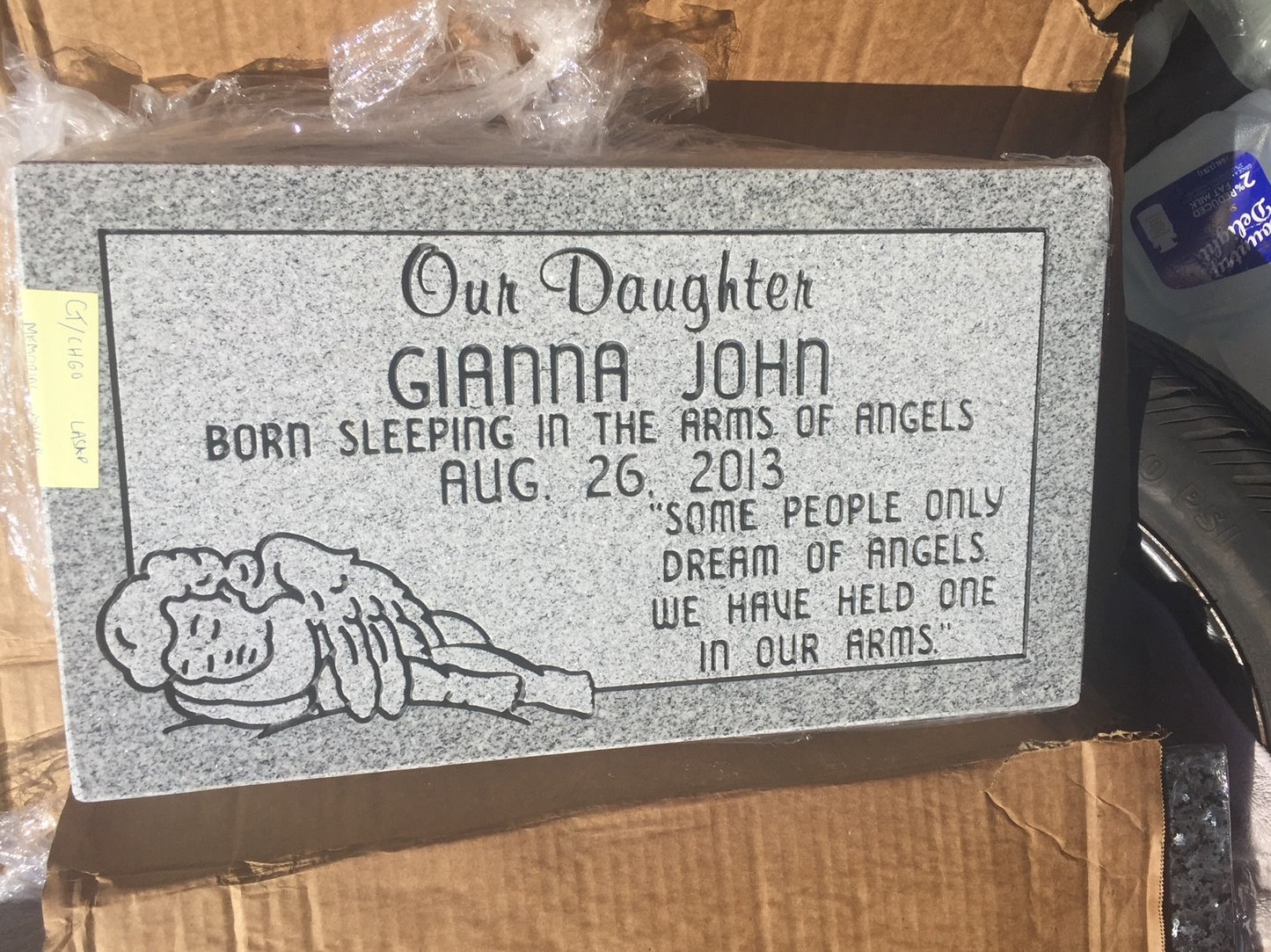 18"x10"x4" Flush Granite Headstone for the Baby/Infant sections of the Catholic Archdiocese Cemeteries of Chicago