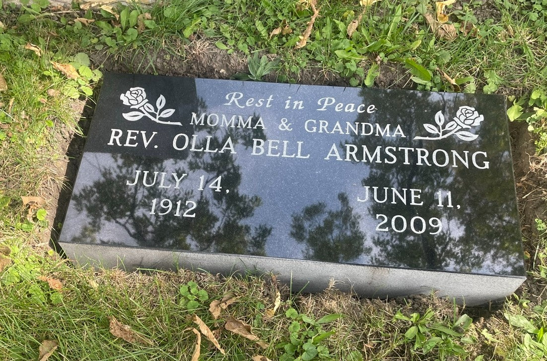 2'x1'x4" Flush Black Granite Headstone for the Catholic Archdiocese Cemeteries of Chicago